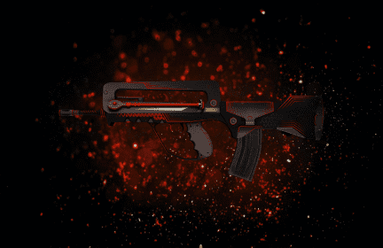 FAMAS skin with a futuristic tech-themed background.