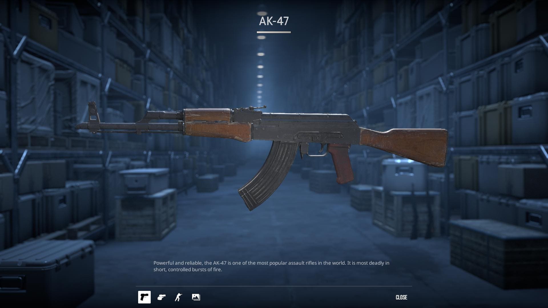 High-definition image of the default AK-47 skin in Counter-Strike 2, showcasing its detailed design and texture.