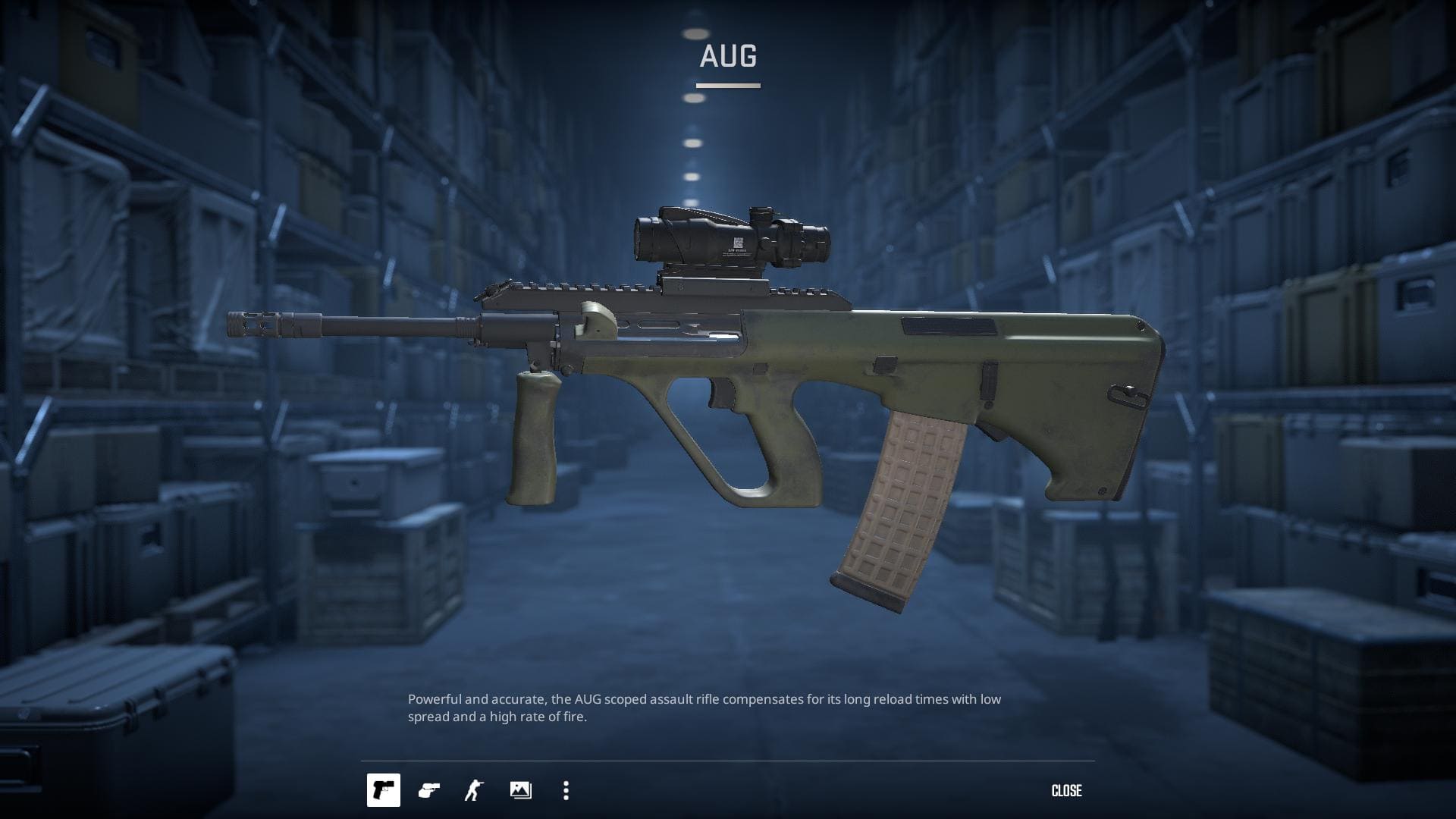 Image of the default AUG rifle skin in Counter-Strike 2.