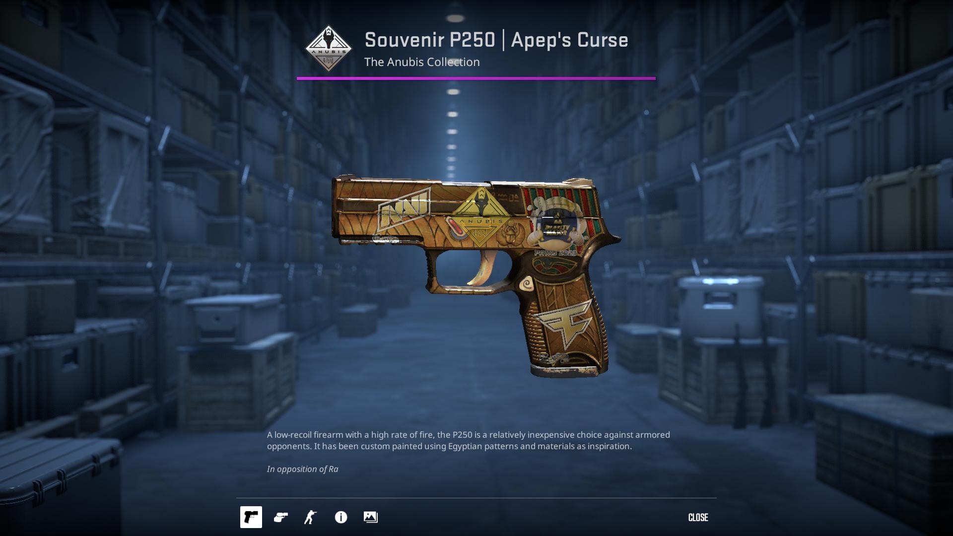 High-resolution image of the Apep's Curse P250 skin in Counter-Strike 2.