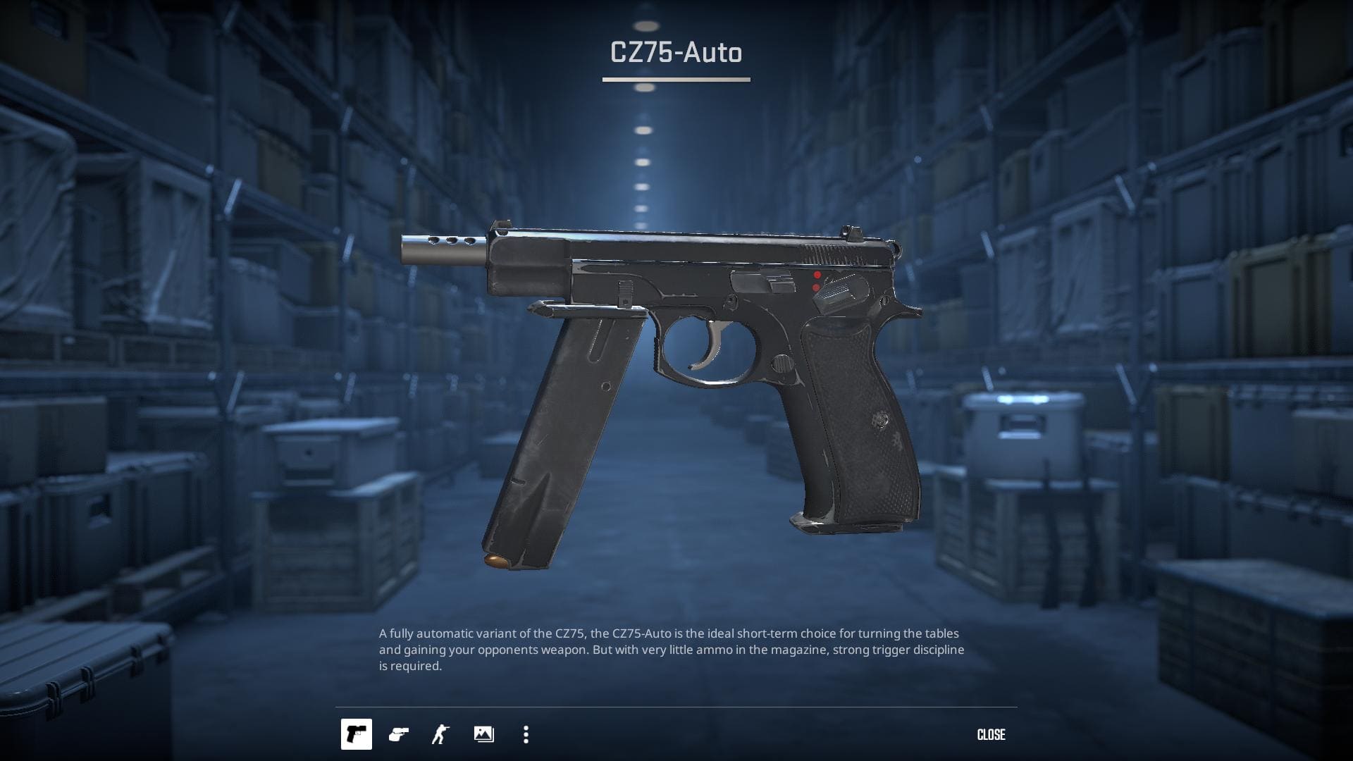 Image of the default CZ75-Auto pistol skin in Counter-Strike 2.