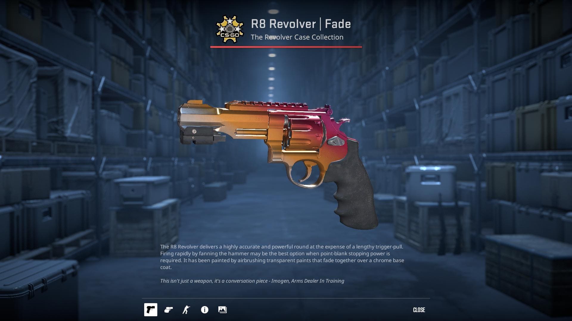 High-resolution image of the Fade R8 Revolver skin in Counter-Strike 2.