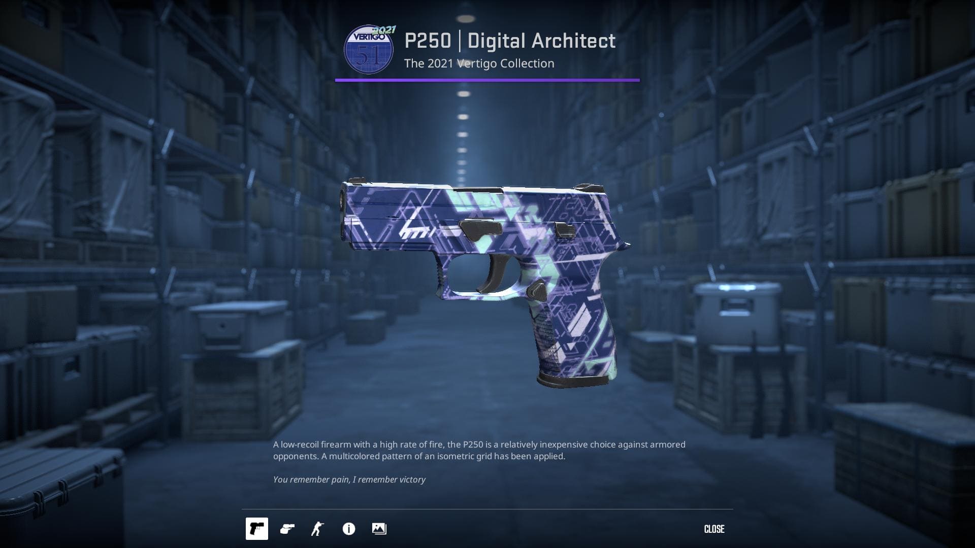 High-resolution image of the Digital Architect P250 skin in Counter-Strike 2.