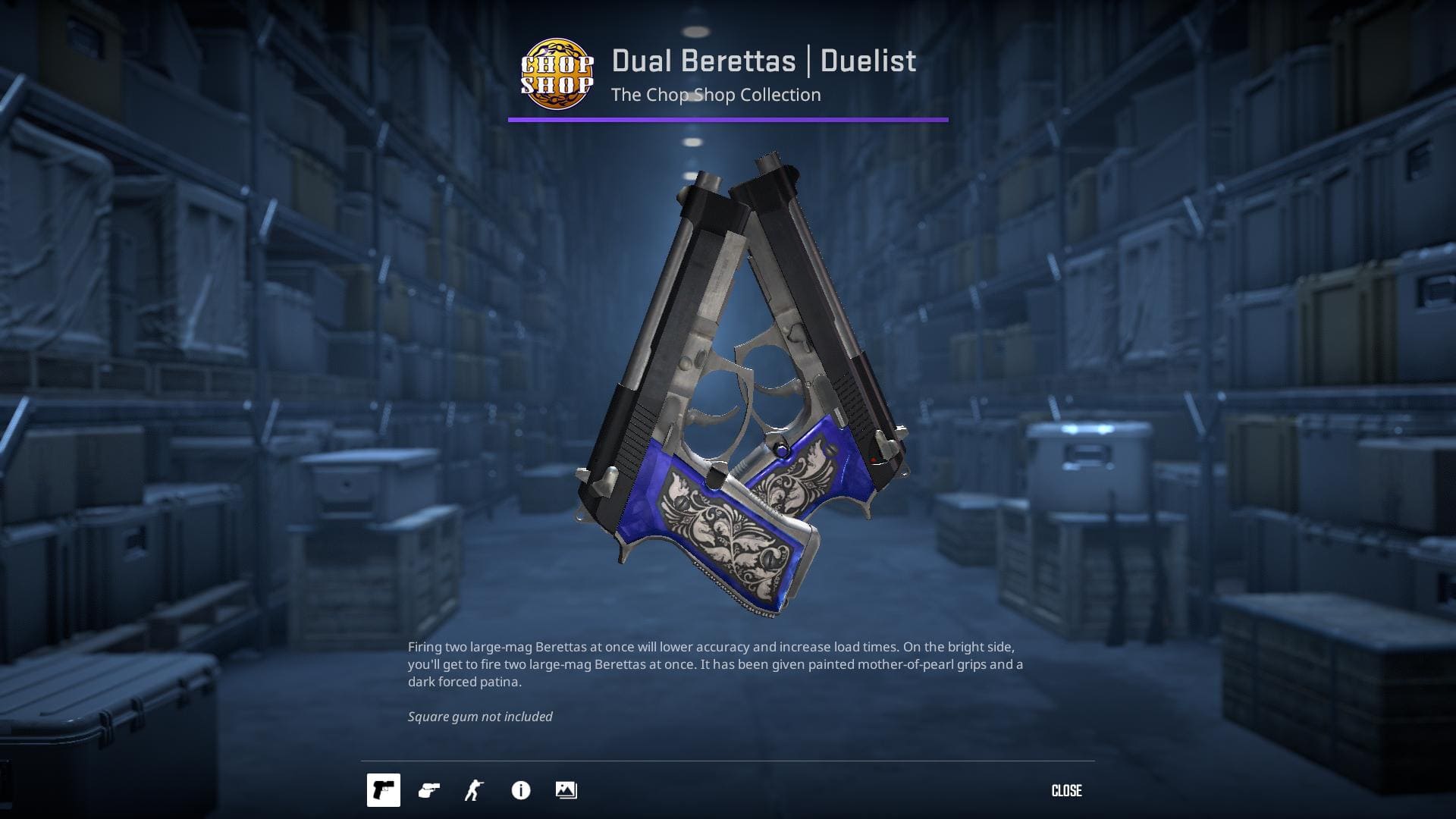 High-resolution image of the Duelist Dual Berettas skin in Counter-Strike 2.