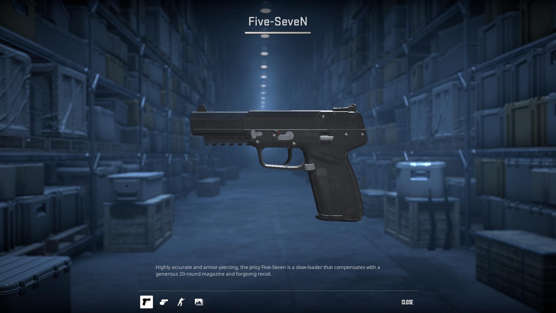 Image of the default Five-SeveN pistol skin in Counter-Strike 2.