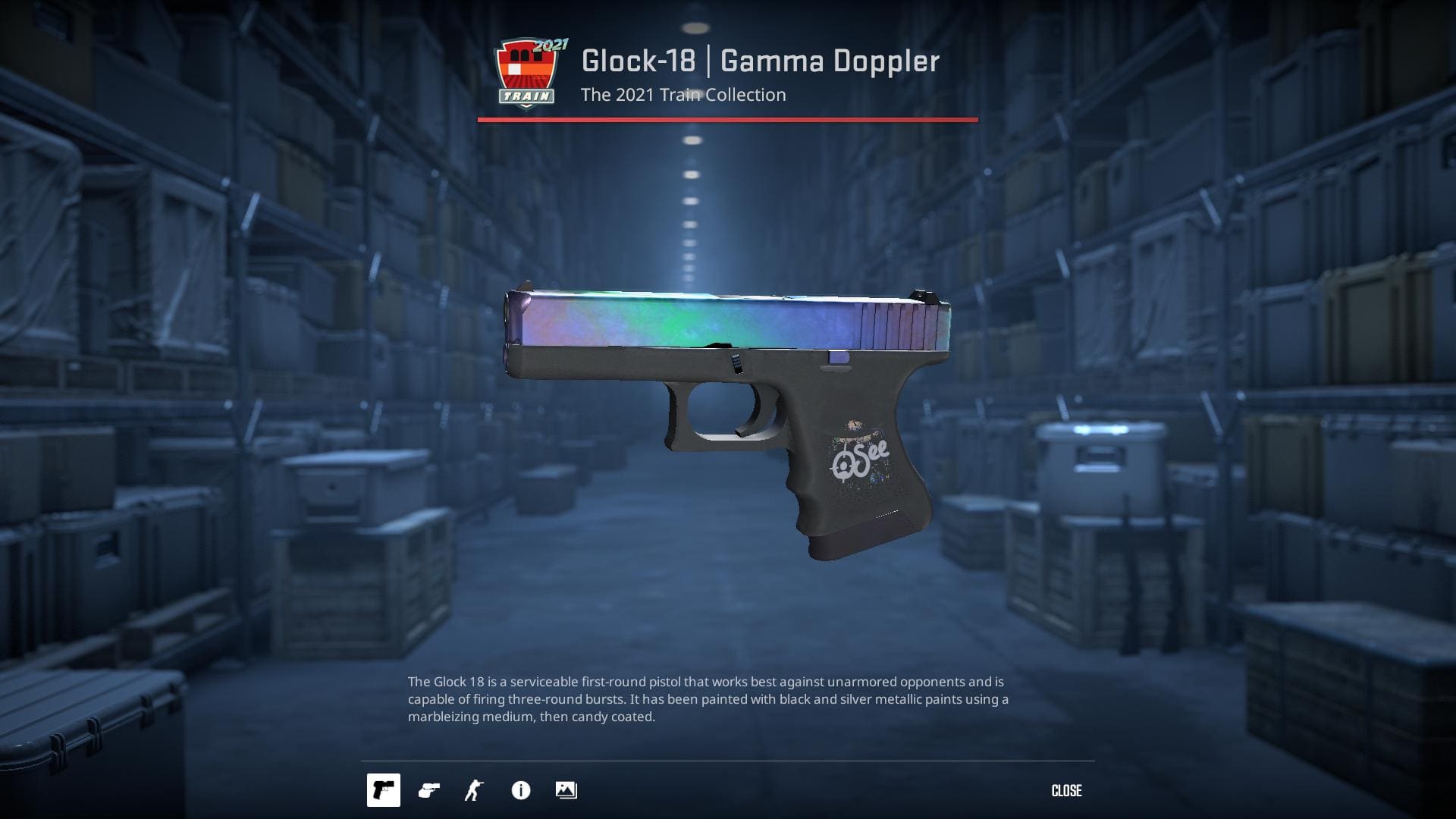 High-resolution image of the Gamma Doppler Glock-18 skin in Counter-Strike 2.