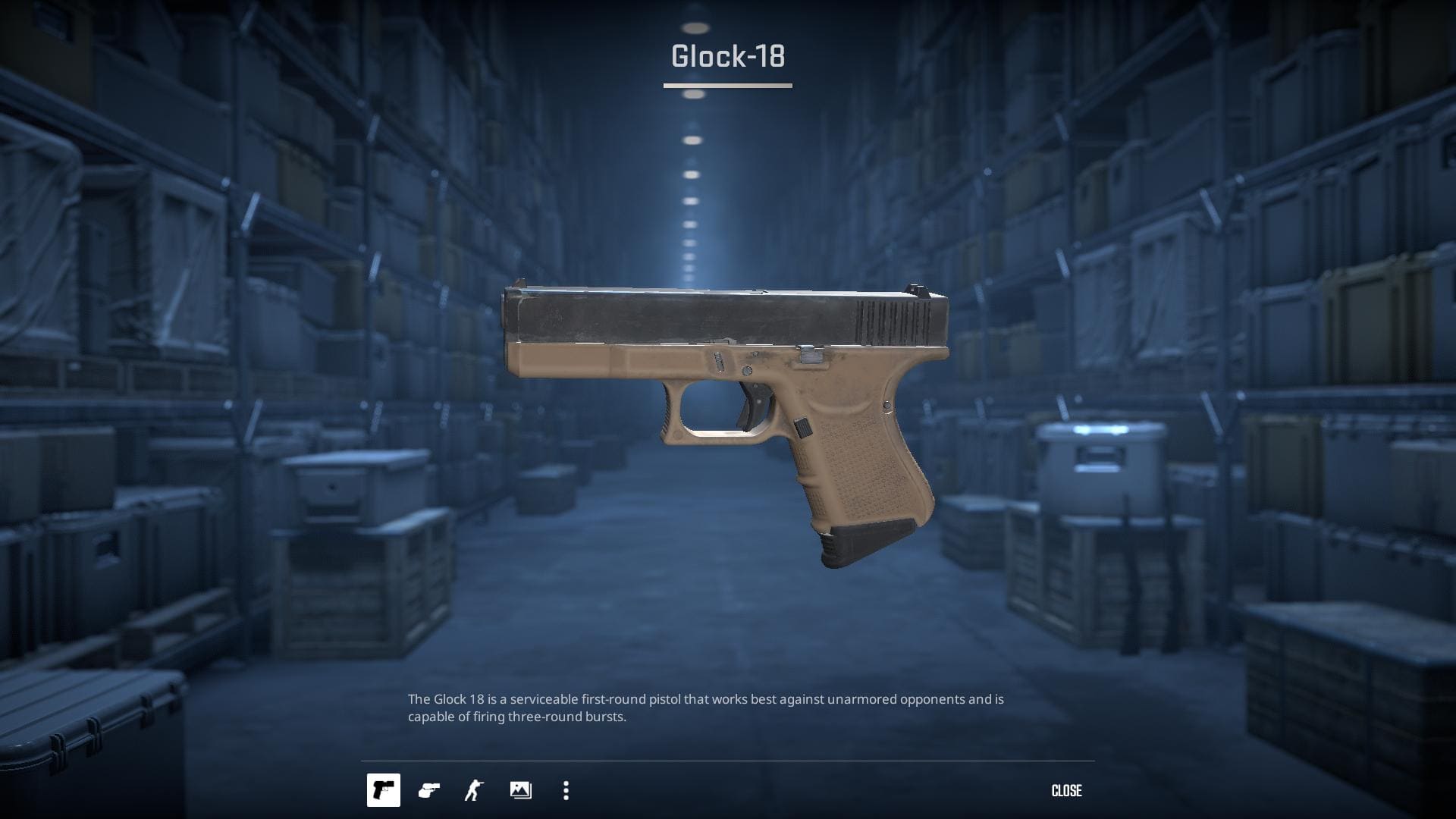 Image of the default Glock-18 pistol skin in Counter-Strike 2.