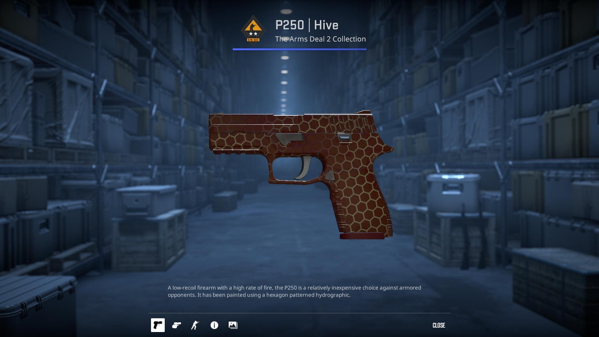 High-resolution image of the Hive P250 skin in Counter-Strike 2.