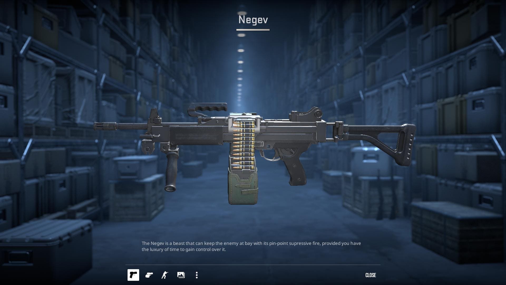 Image of the default Negev machine gun skin in Counter-Strike 2.