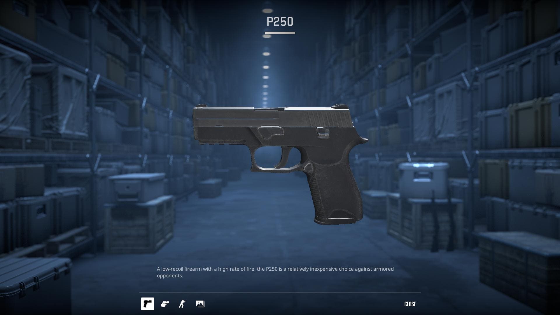 Image of the default P250 pistol skin in Counter-Strike 2.