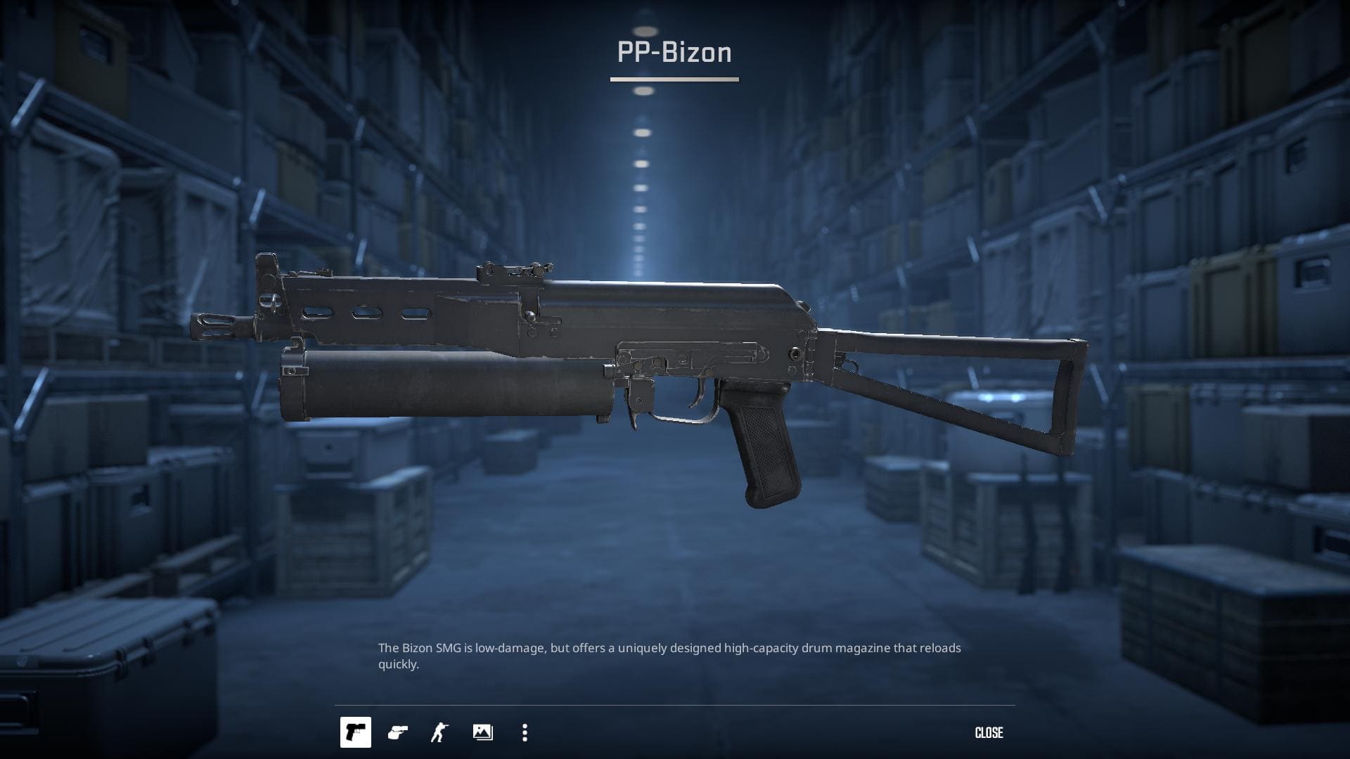 Image of the default PP-Bizon submachine gun skin in Counter-Strike 2.