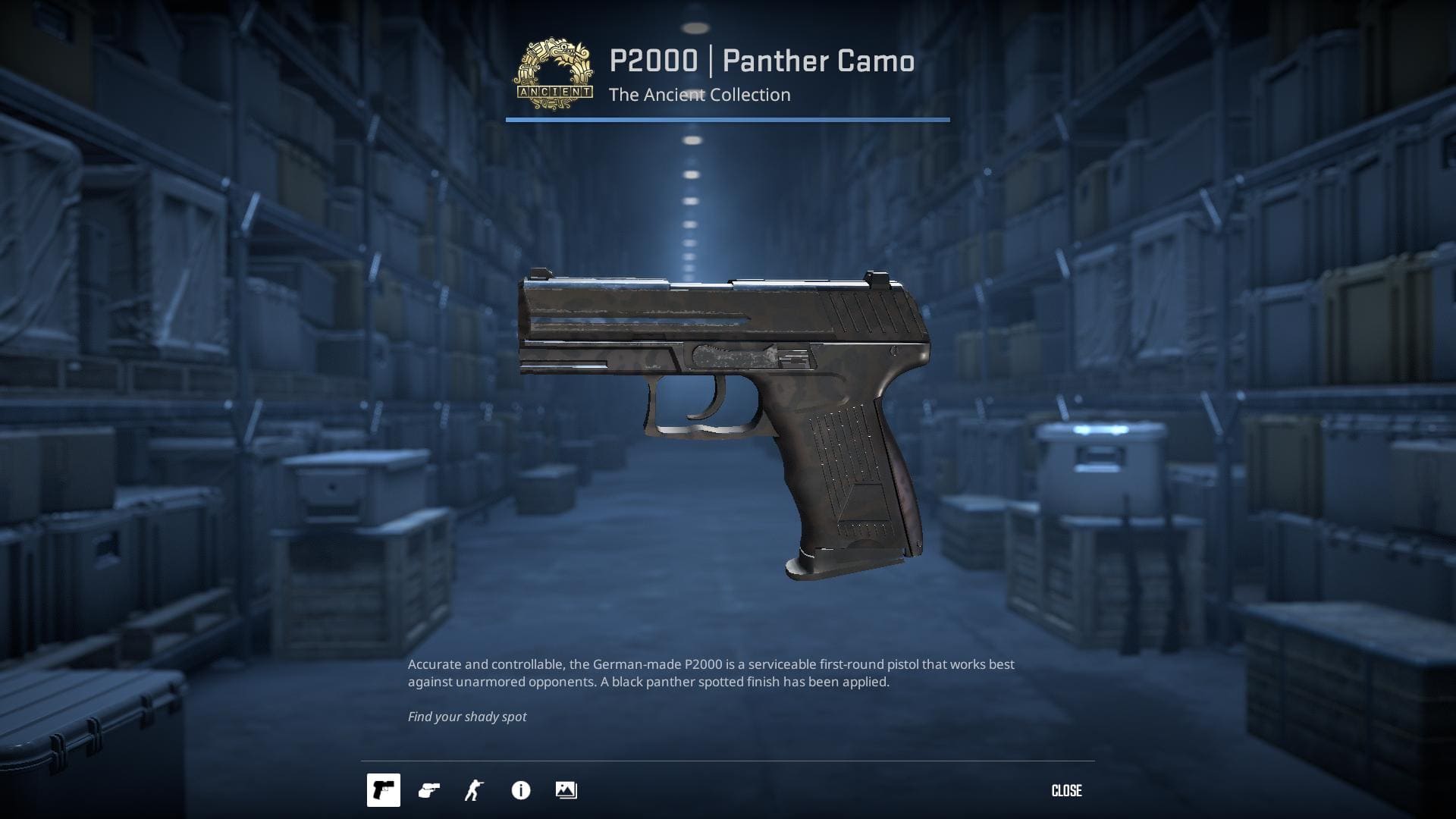 High-resolution image of the Panther Camo P2000 skin in Counter-Strike 2.