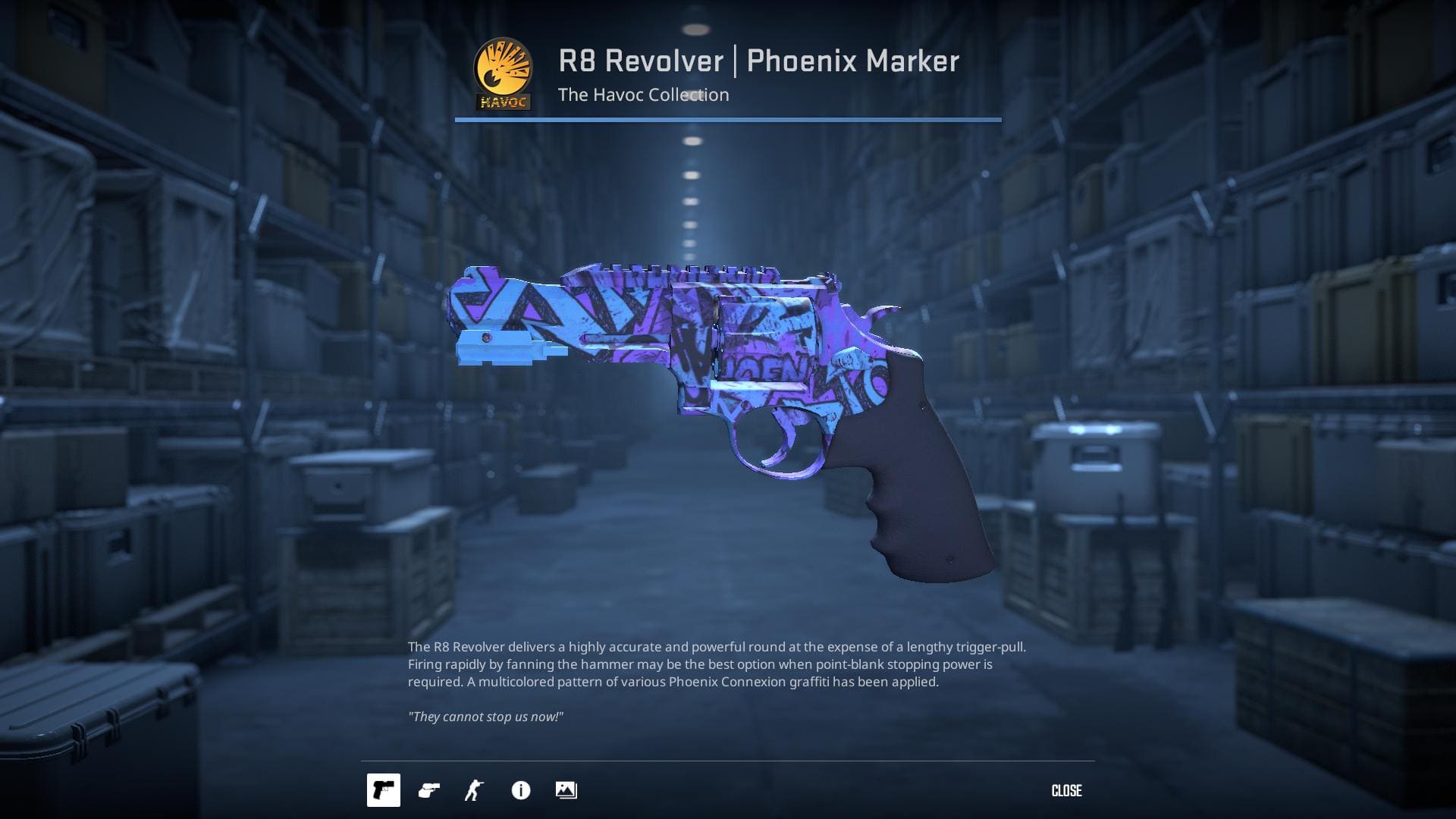 High-resolution image of the Phoenix Marker R8 Revolver skin in Counter-Strike 2.