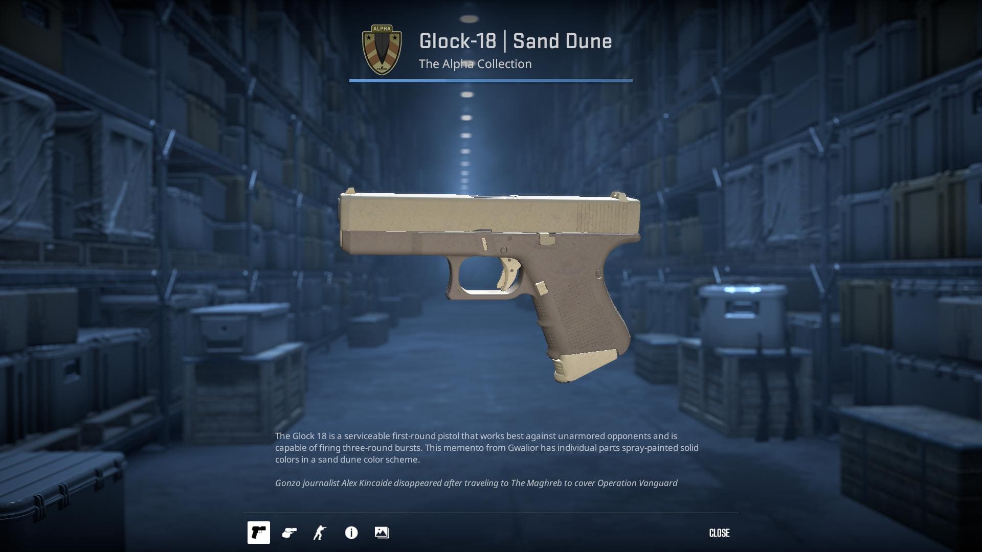 High-resolution image of the Sand Dune Glock-18 skin in Counter-Strike 2.