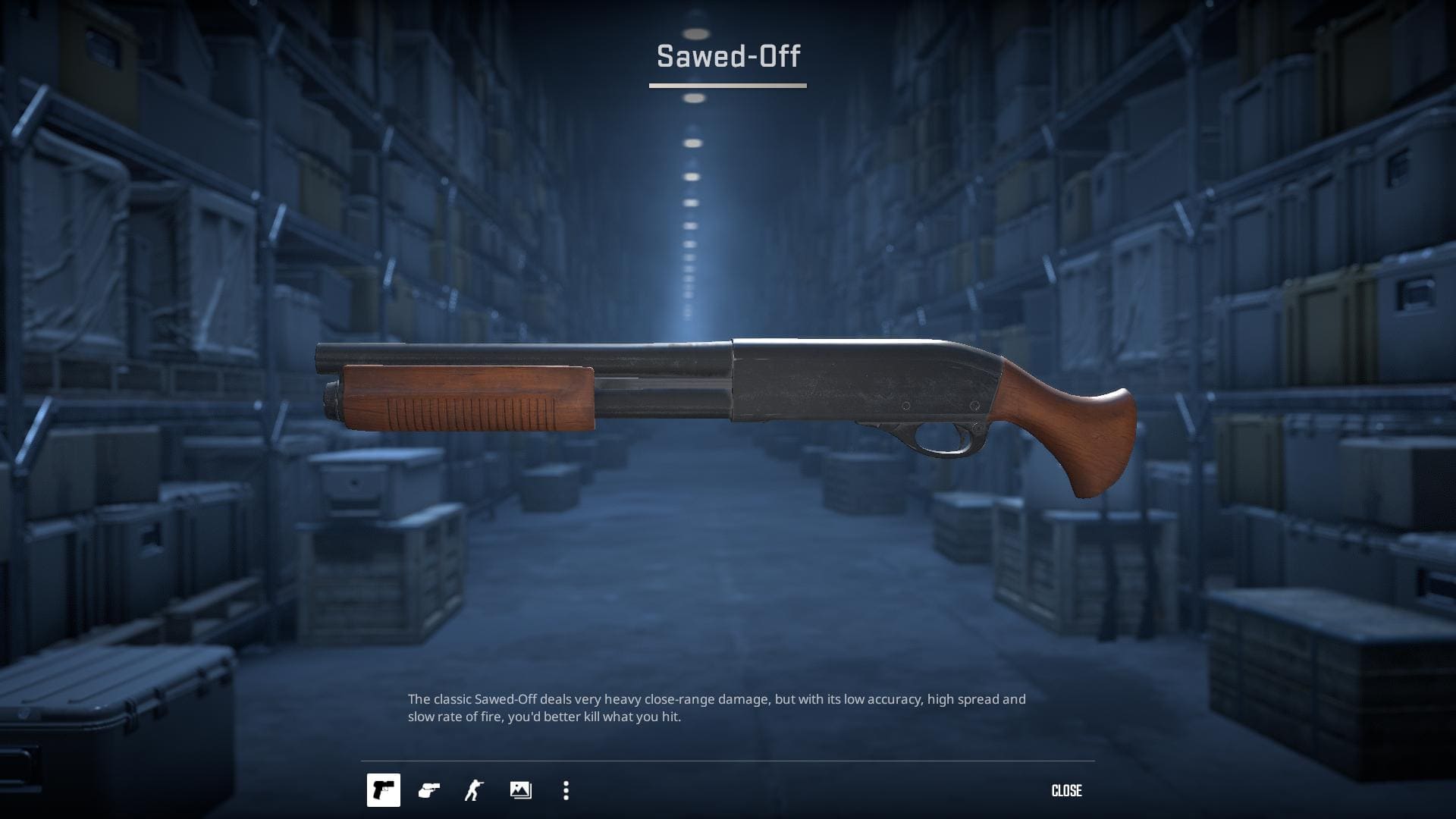 Image of the default Sawed-Off shotgun skin in Counter-Strike 2.