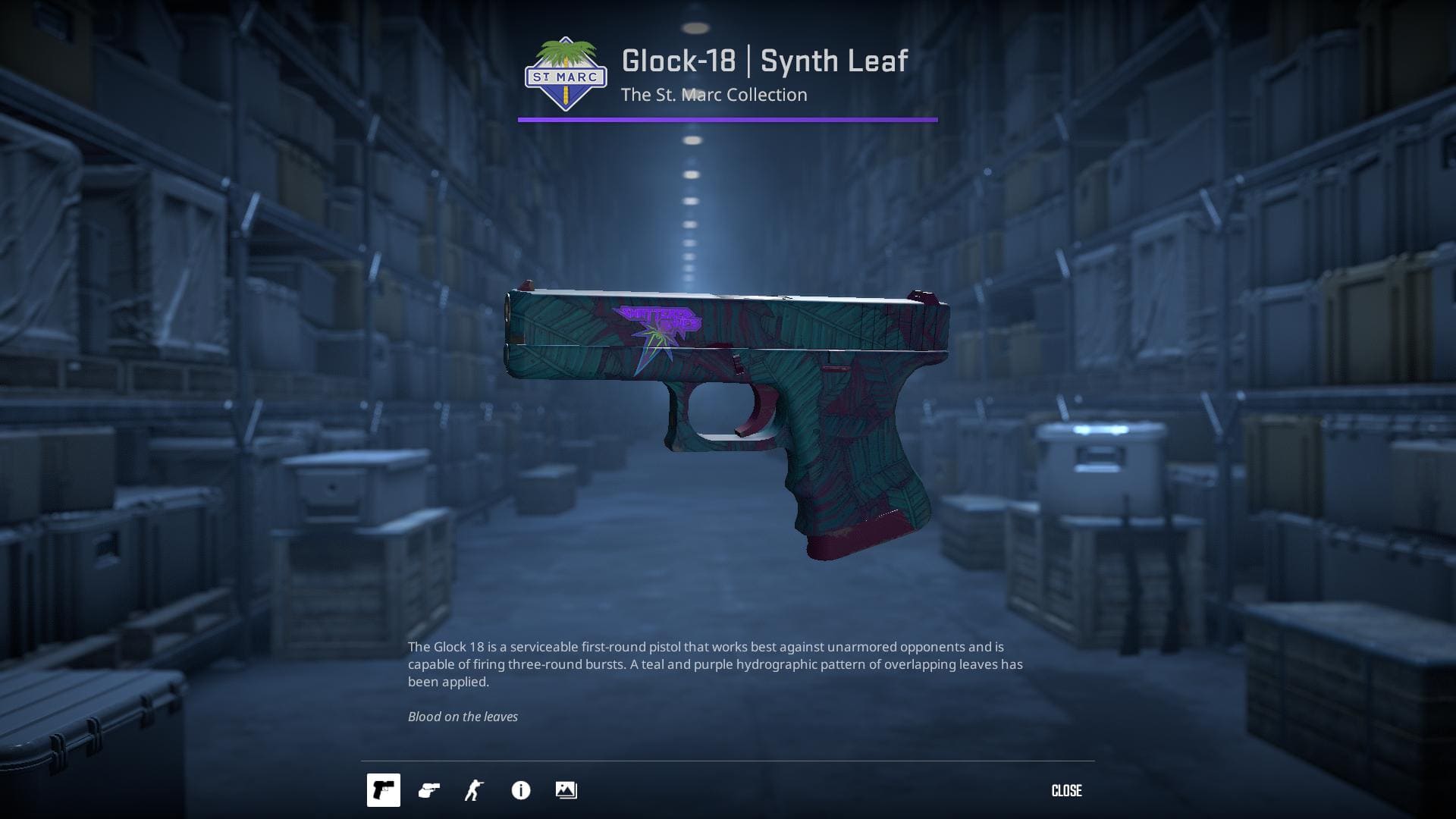 High-resolution image of the Synth Leaf Glock-18 skin in Counter-Strike 2.