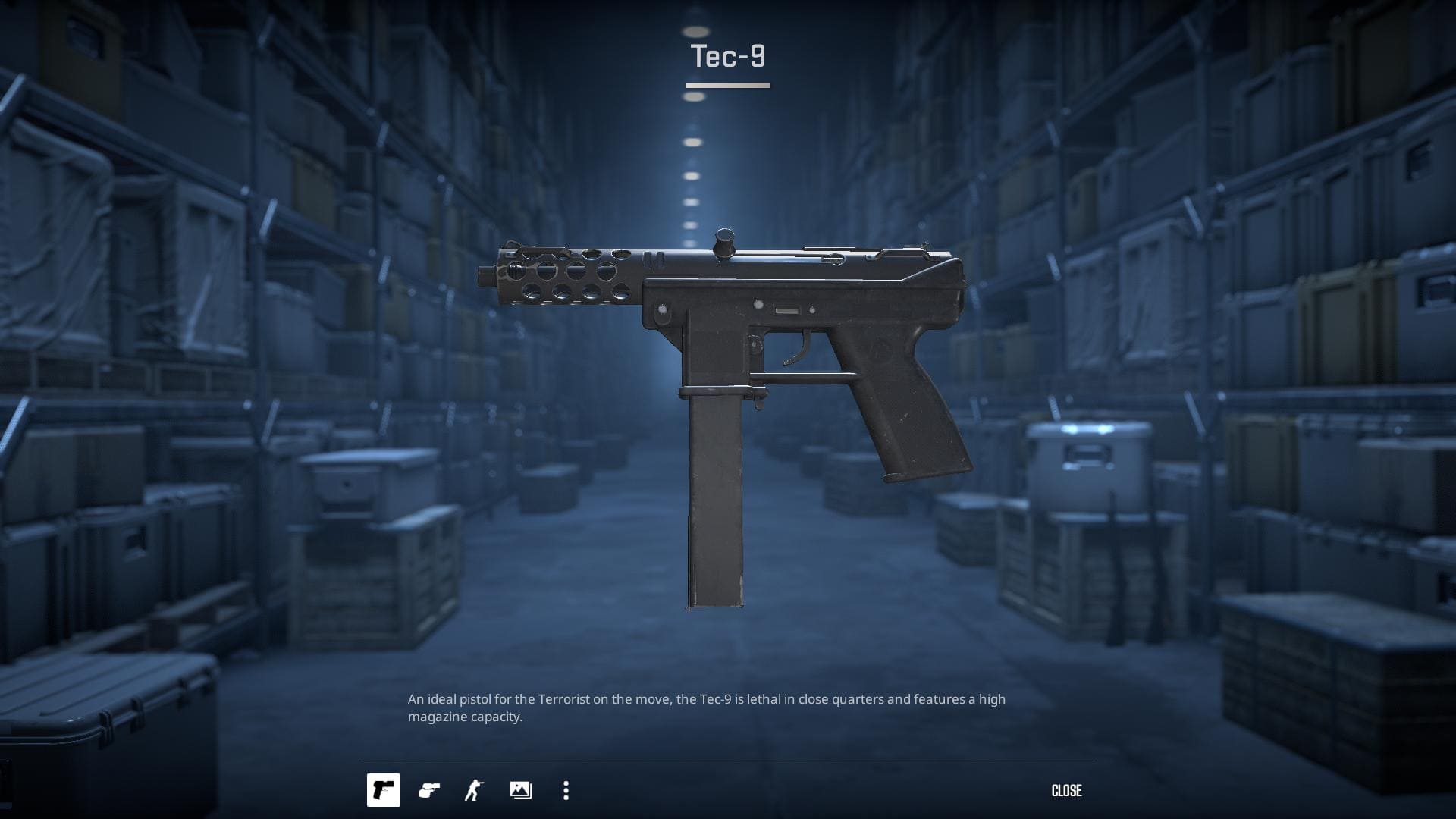 Image of the default Tec-9 pistol skin in Counter-Strike 2.