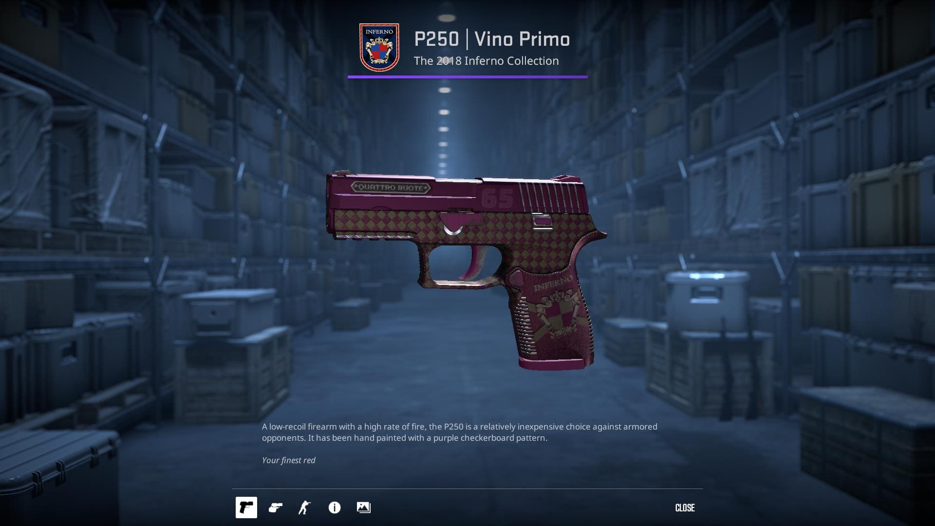 High-resolution image of the Vino Primo P250 skin in Counter-Strike 2.