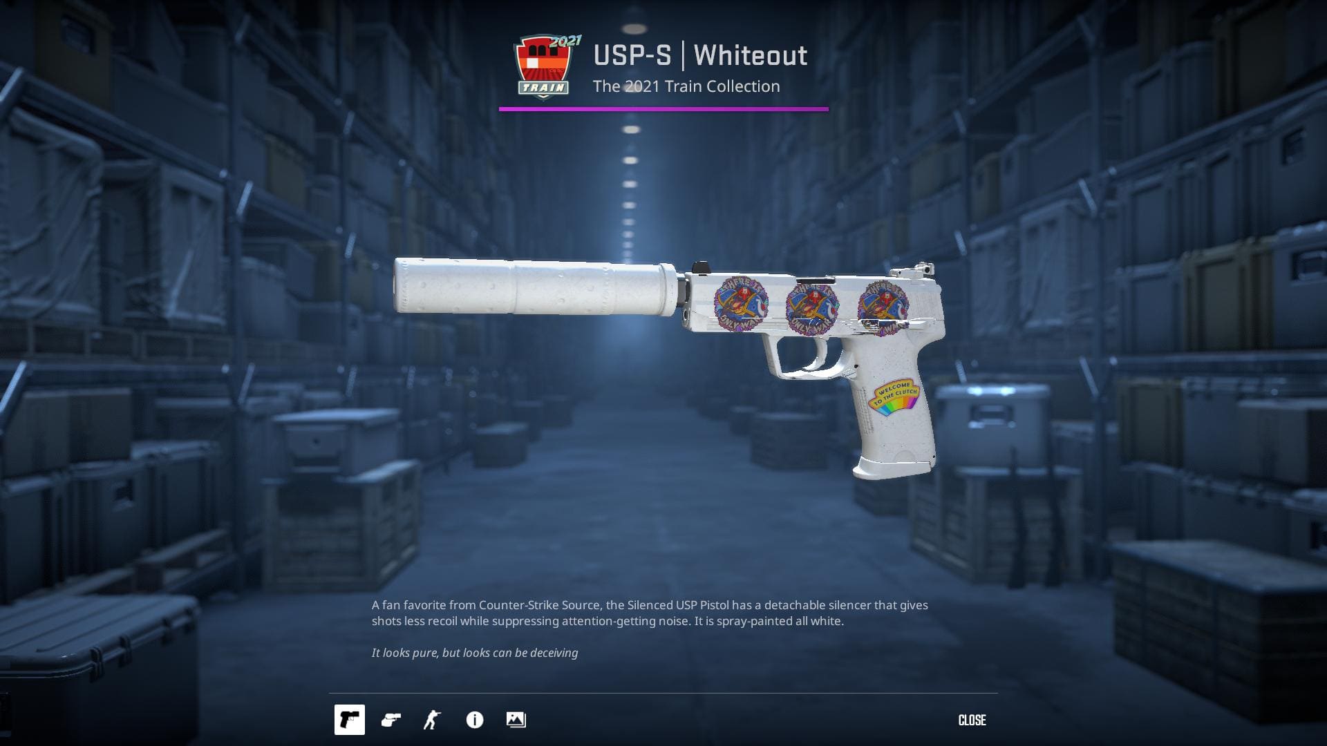 Image of a USP-S Whiteout skin in Counter-Strike 2, featuring a clean, white design with minimalistic accents.