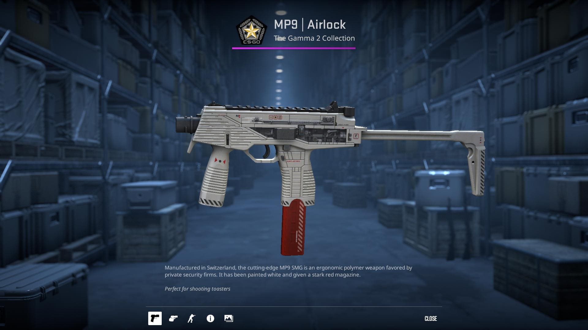 MP9 Airlock skin with white and red accents.