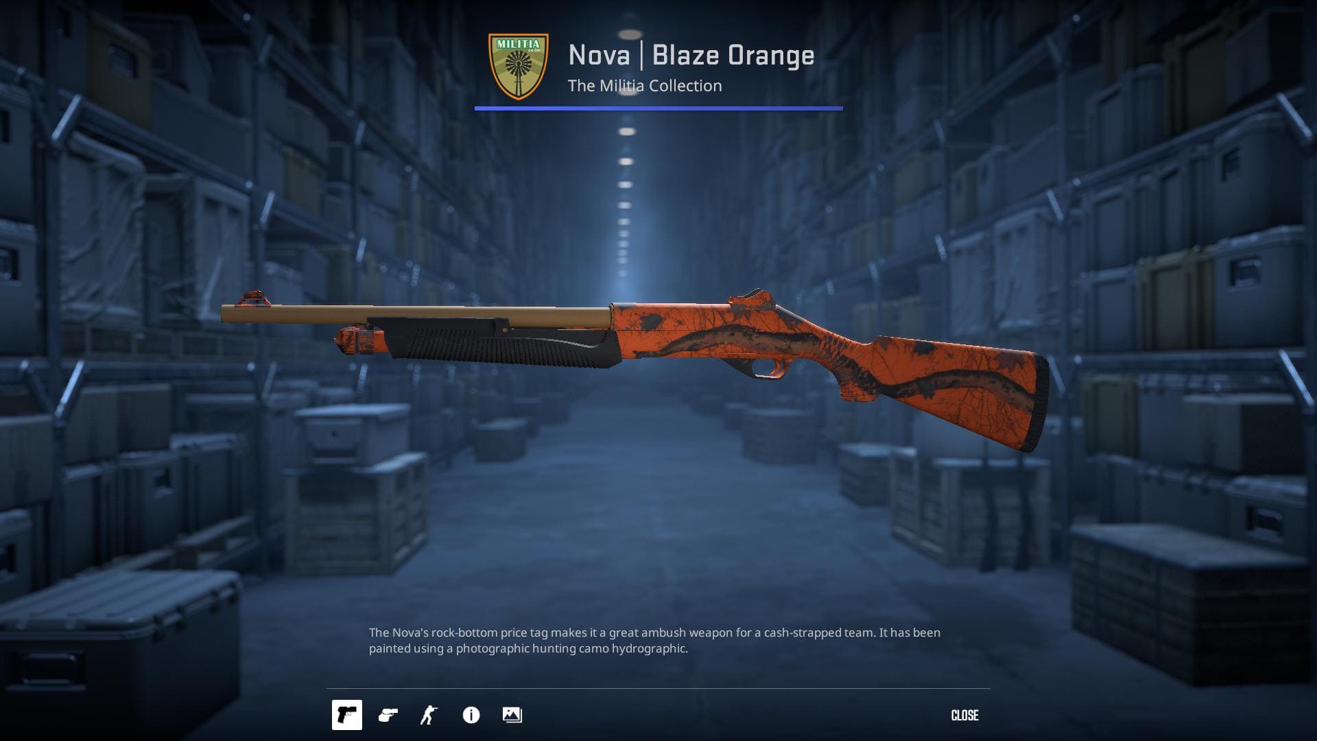 XM1014 Blaze Orange rifle skin with photographic hunting camo hydrographic.