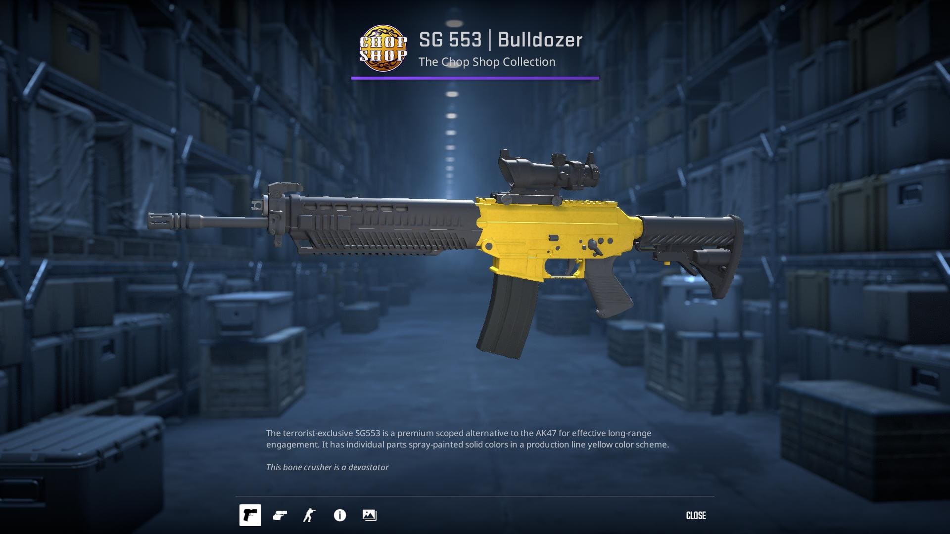 SG 553 Bulldozer skin with yellow and black accents.