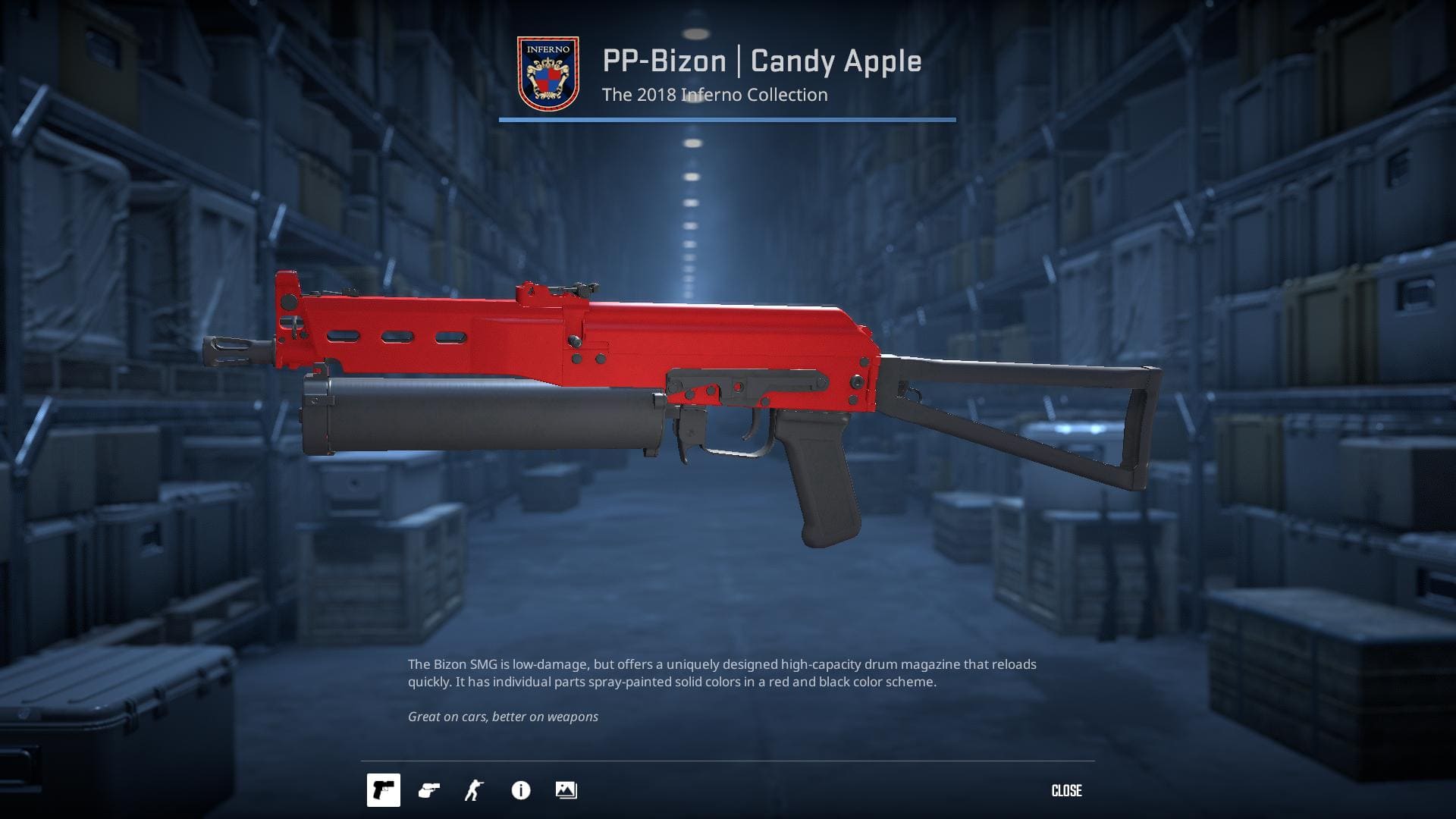 PP-Bizon Candy Apple skin with a red and black color scheme.