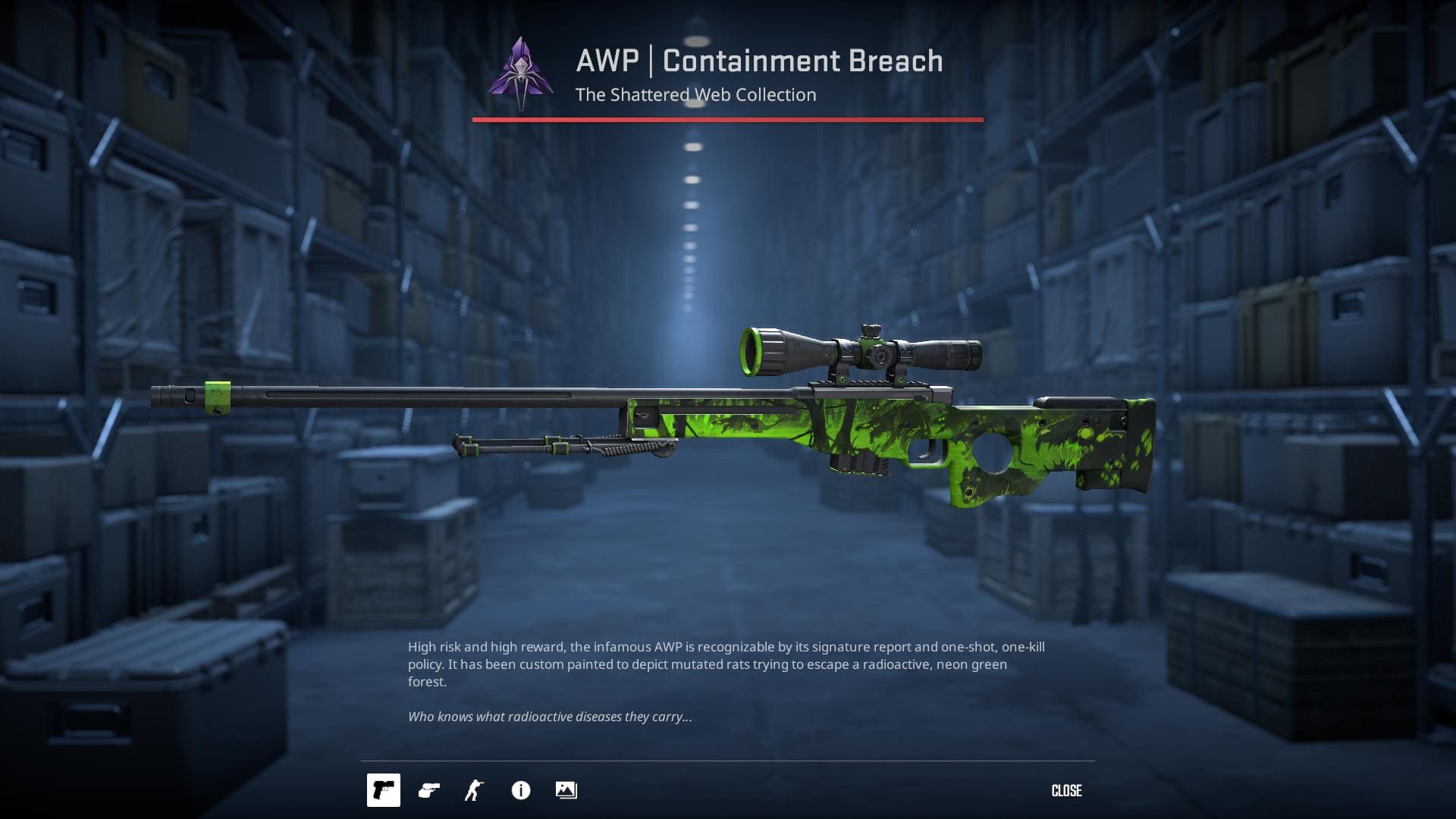 AWP Containment Breach skin with a neon green, radioactive design.