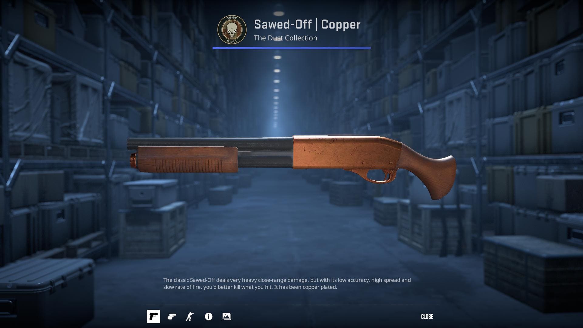 A classic Sawed-Off shotgun with a sleek copper finish.