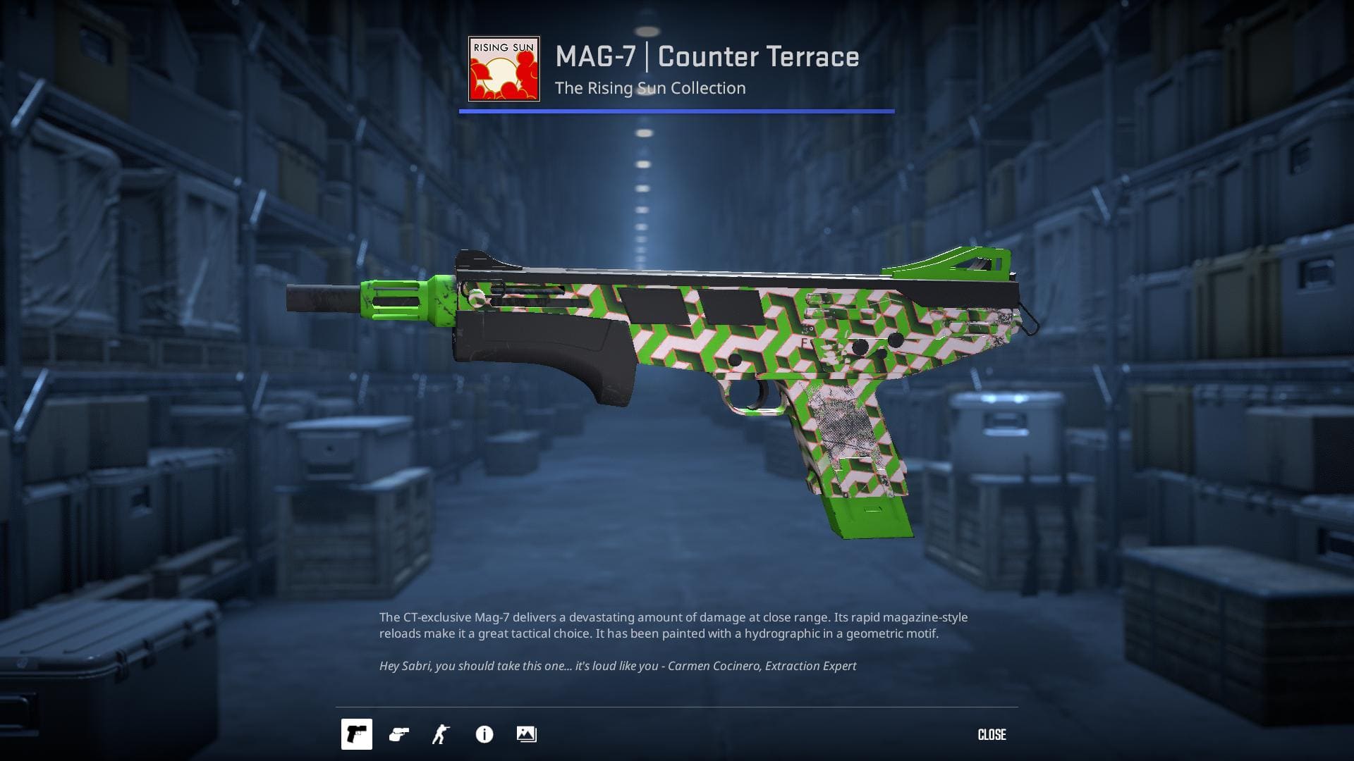 MAG-7 Counter Terrace skin with a hypographic in a geometric motif.