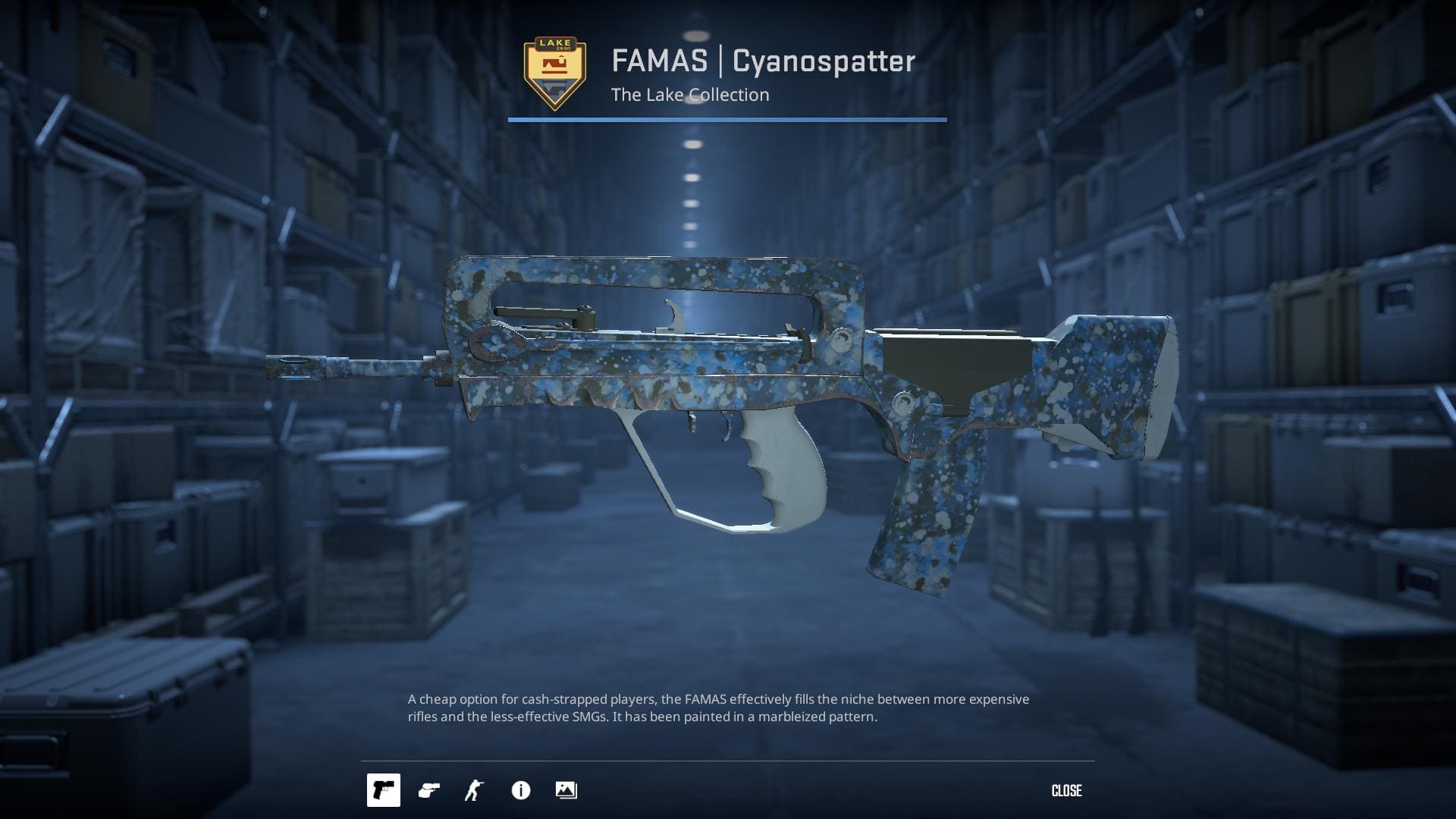 Famas Cyanospatter skin from Counter-Strike 2.