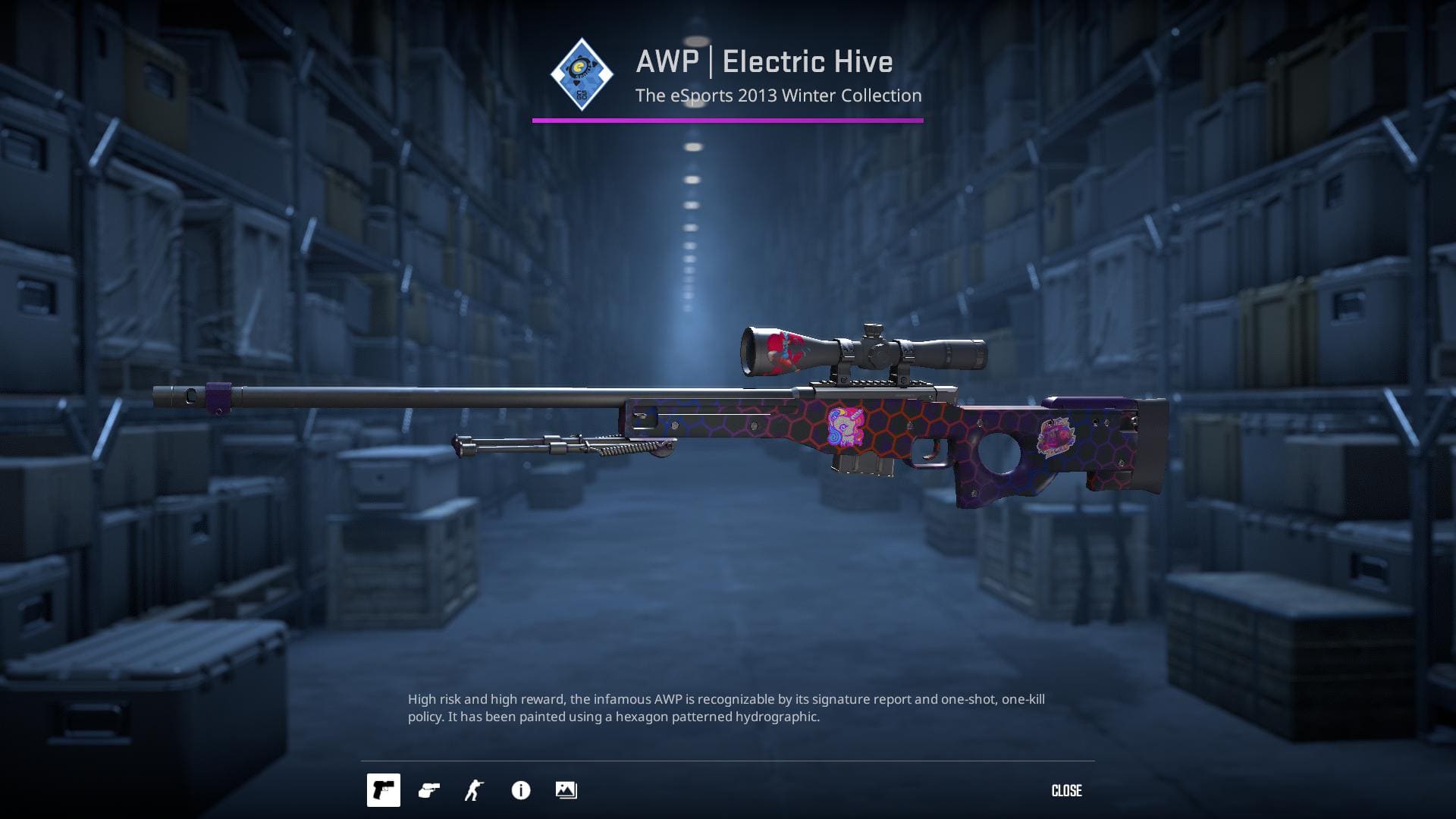 AWP Electric Hive skin with a hexagon patterned hydrographic design