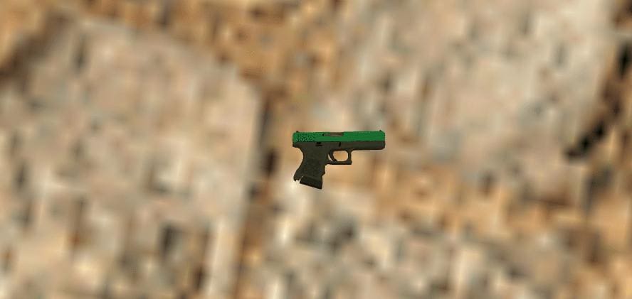 Close-up of a Glock Gamma Doppler pistol in Counter-Strike 1.6.