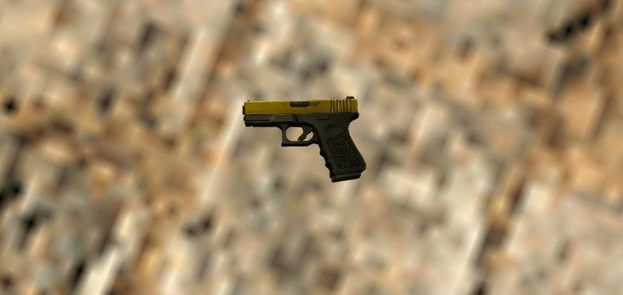 Gold Glock pistol from Counter-Strike 1.6.