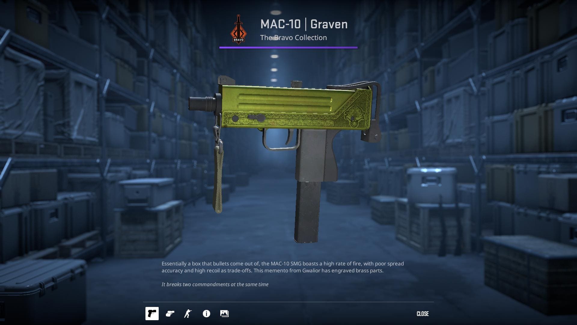 MAC-10 Graven skin from the Bravo Collection in Counter-Strike 2.