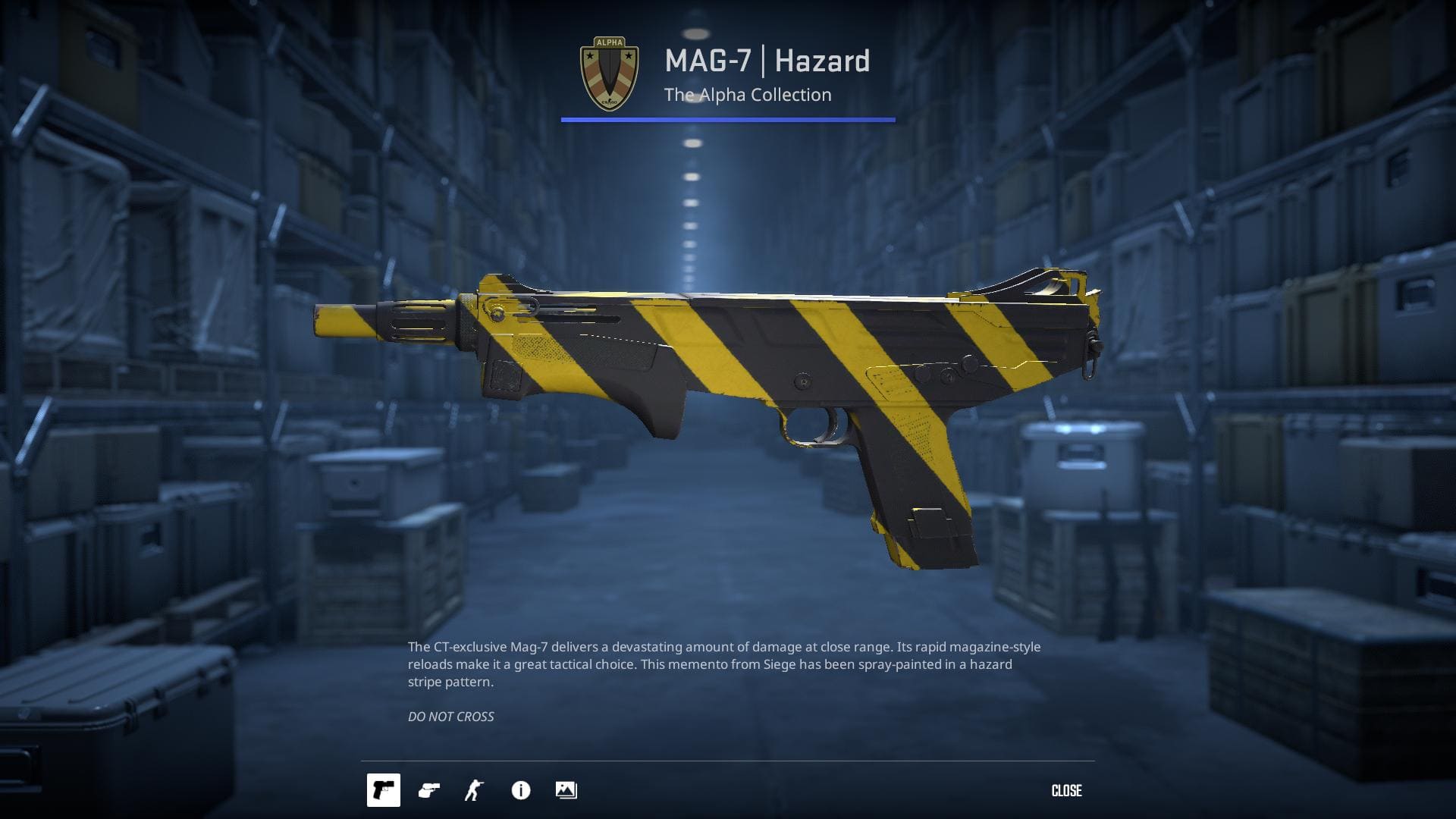 MAG-7 Hazard skin with a hazard stripe pattern.