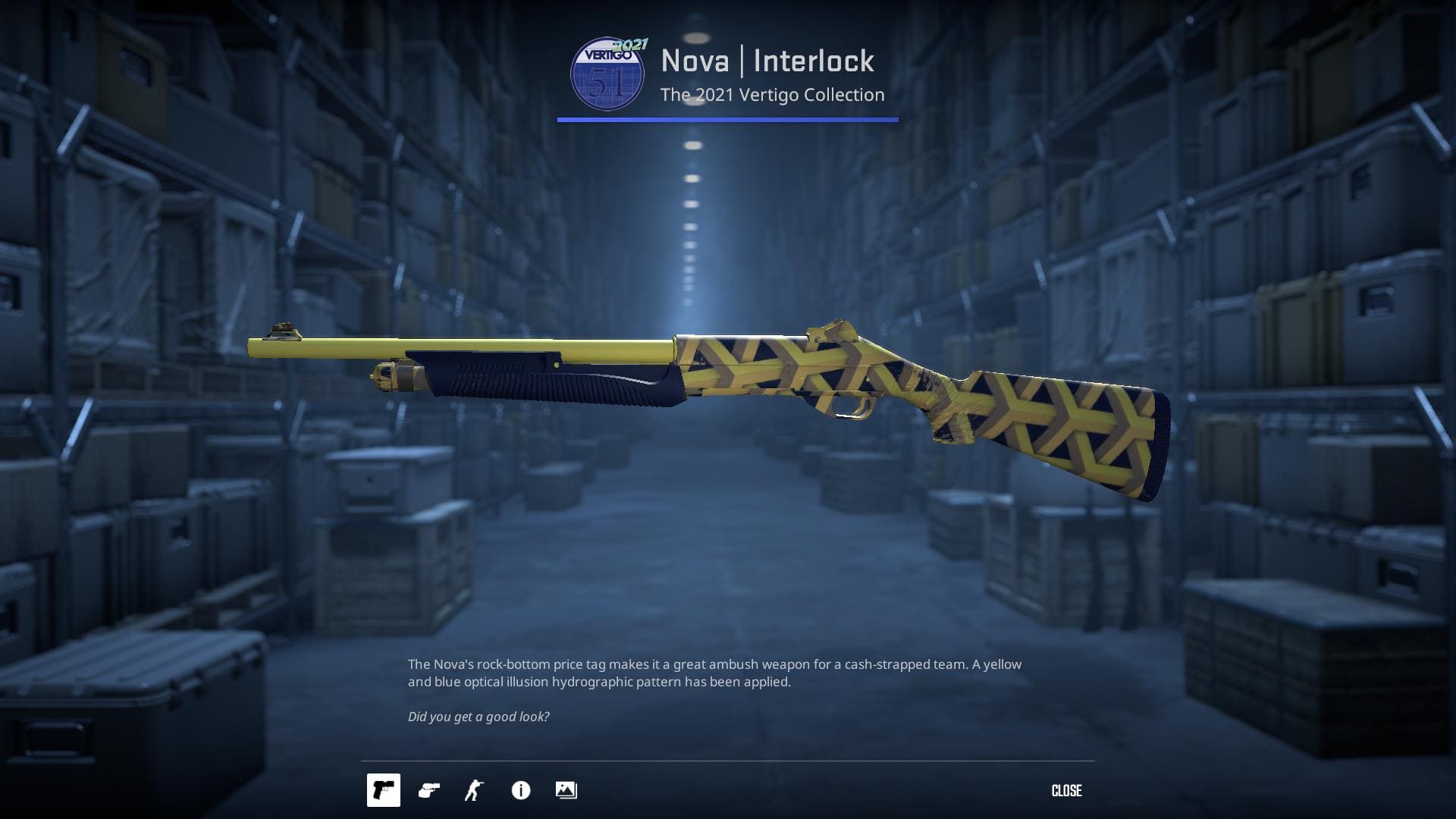 Nova Interlock skin from the 2021 Vertigo Collection in Counter-Strike 2.