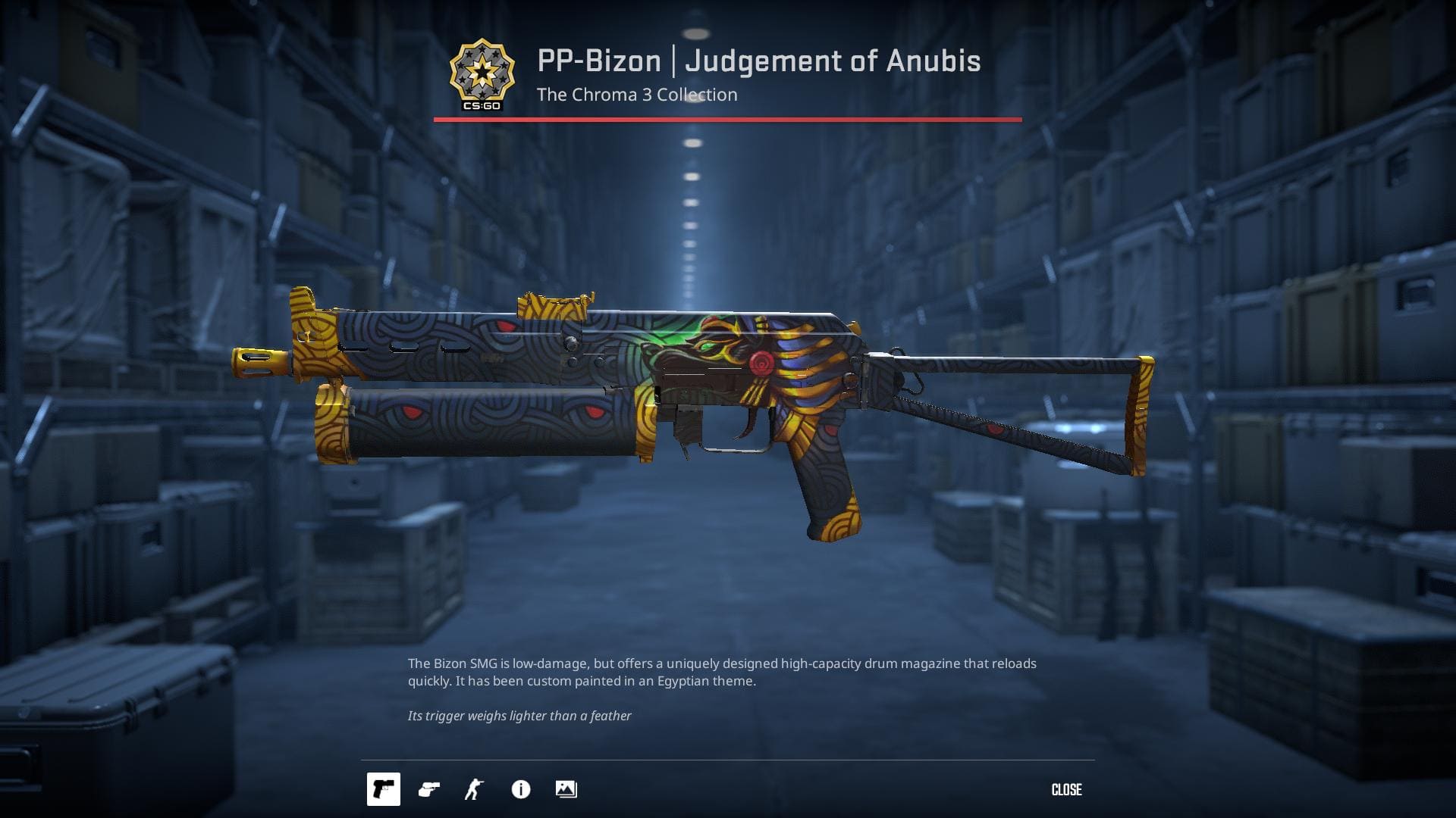 PP-Bizon Judgement of Anubis skin with an Egyptian theme.