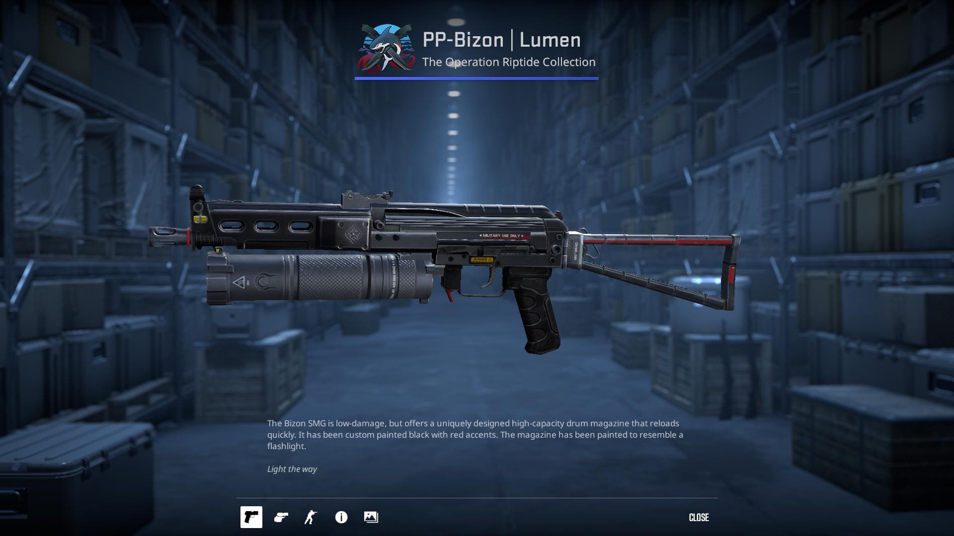 PP-Bizon Lumen skin with a black and red color scheme.