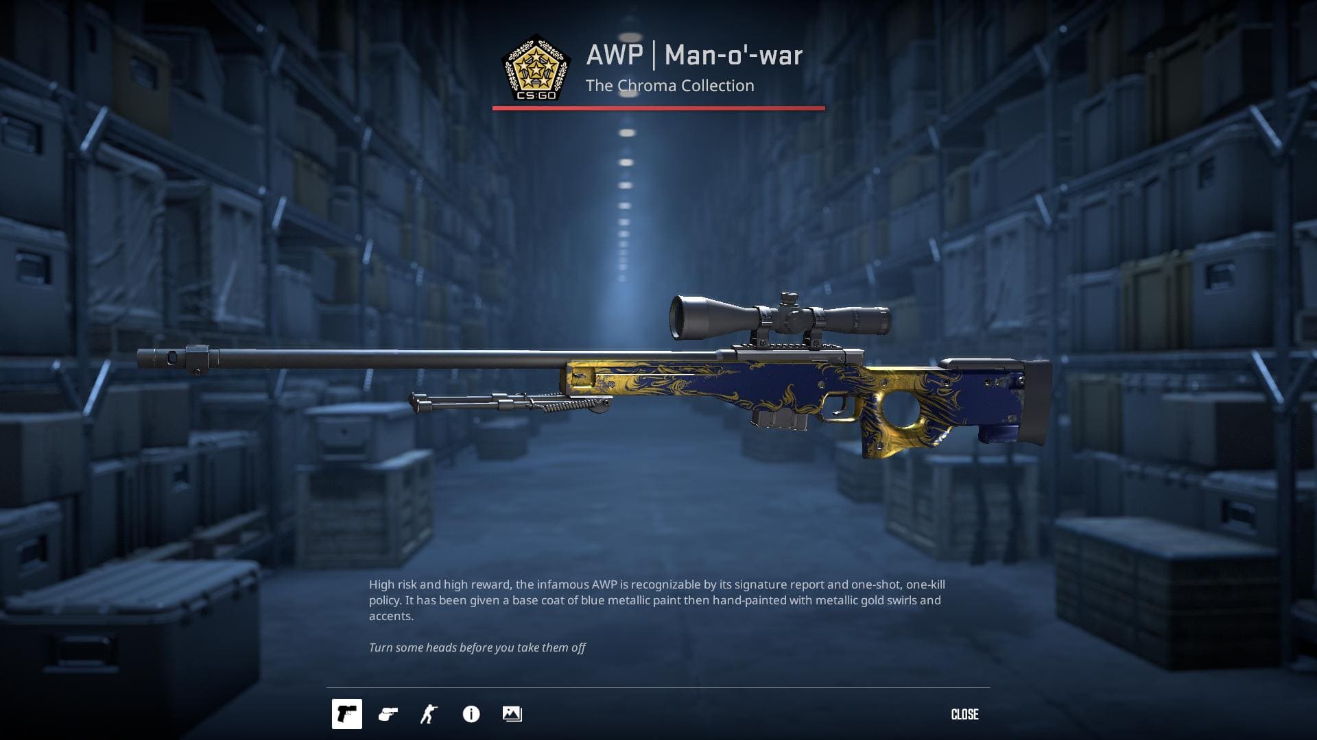 AWP Man-o-war skin from the Chroma Collection in Counter-Strike 2.