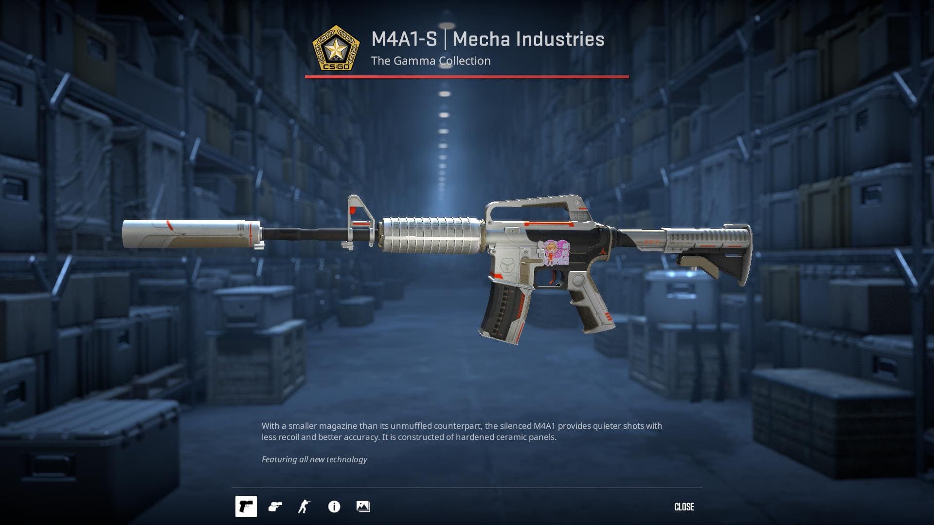 M4A1-S Mecha Industries rifle skin constructed of hardened ceramic panels.