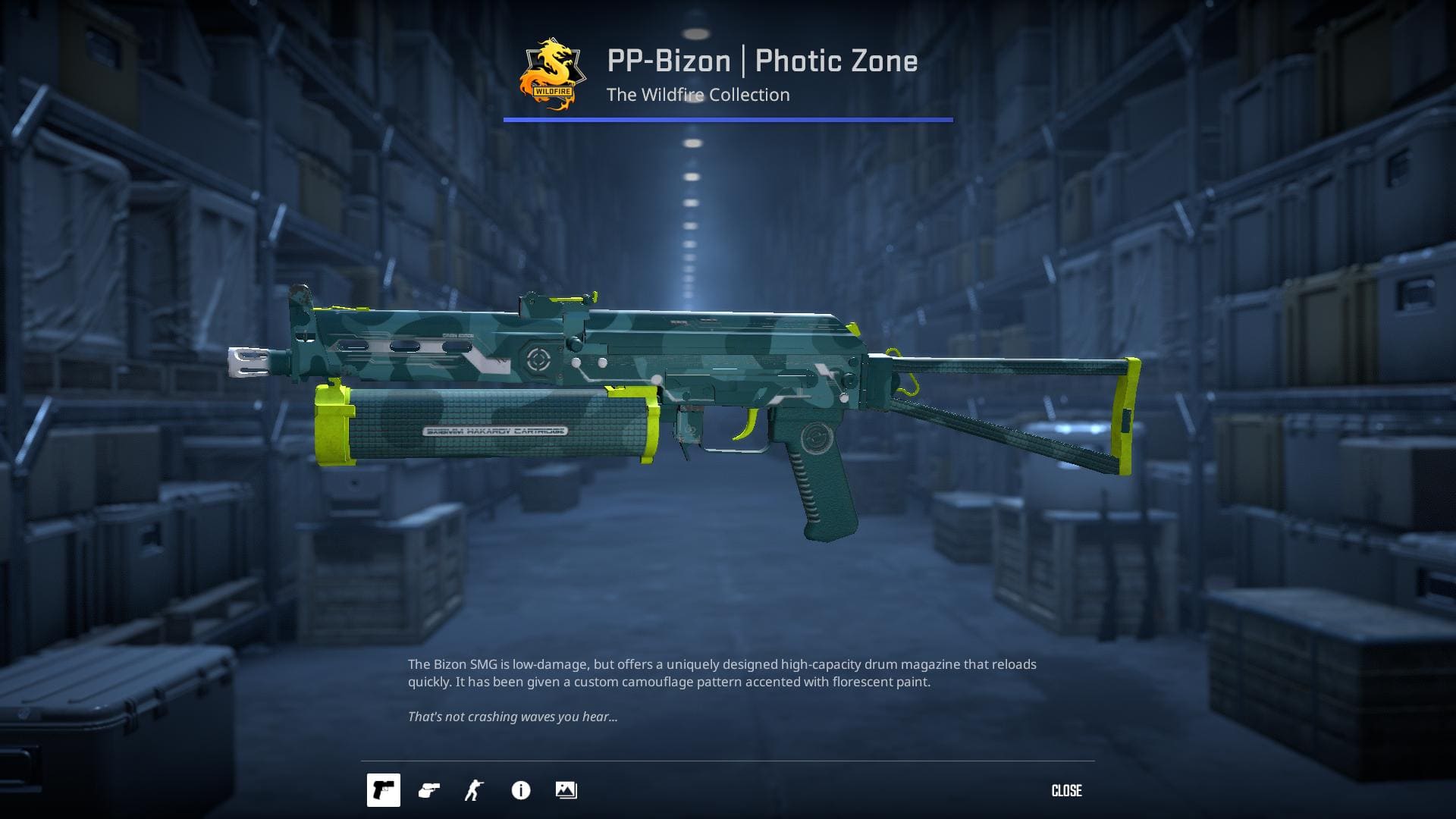 PP-Bizon Photic Zone skin with a custom camouflage pattern and fluorescent paint.